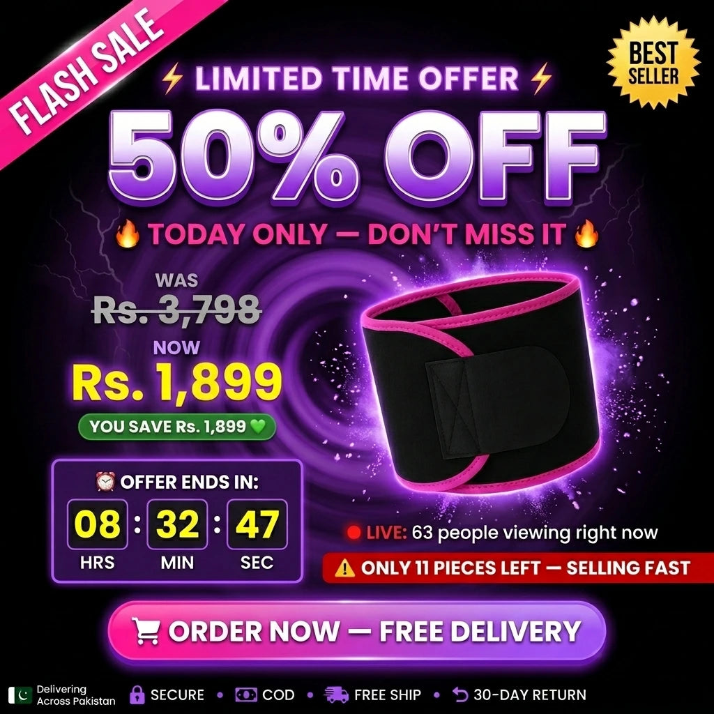 Slim Sweat Belt Pro 💜 — Waist Trimmer  For Women | Burns Fat 3X Faster |  Free Delivery Across Pakistan 🇵🇰