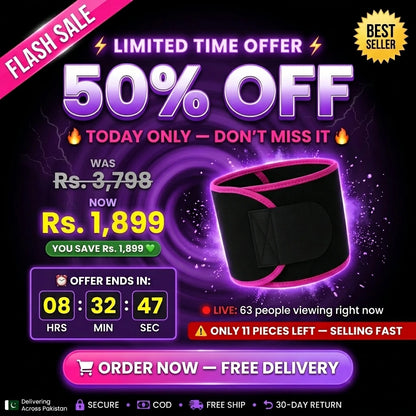 Slim Sweat Belt Pro 💜 — Waist Trimmer  For Women | Burns Fat 3X Faster |  Free Delivery Across Pakistan 🇵🇰