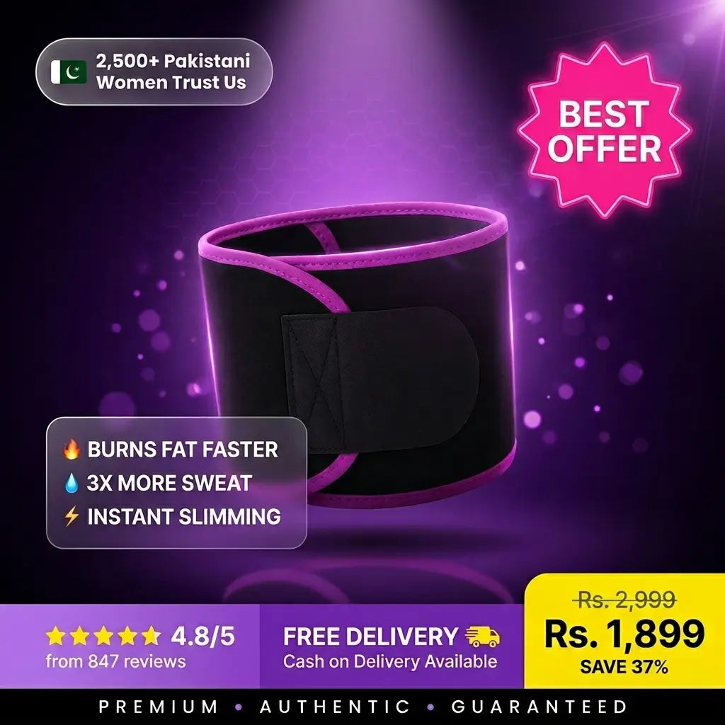 Slim Sweat Belt Pro 💜 — Waist Trimmer  For Women | Burns Fat 3X Faster |  Free Delivery Across Pakistan 🇵🇰