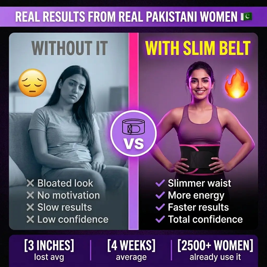 Slim Sweat Belt Pro 💜 — Waist Trimmer  For Women | Burns Fat 3X Faster |  Free Delivery Across Pakistan 🇵🇰