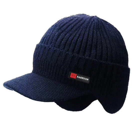 New Winter Men'S Hat – Outdoor Ear Protection Warm Knitted Cap with Windproof Visor, Thick Bicycle Scarf Cap for Men - PakVero